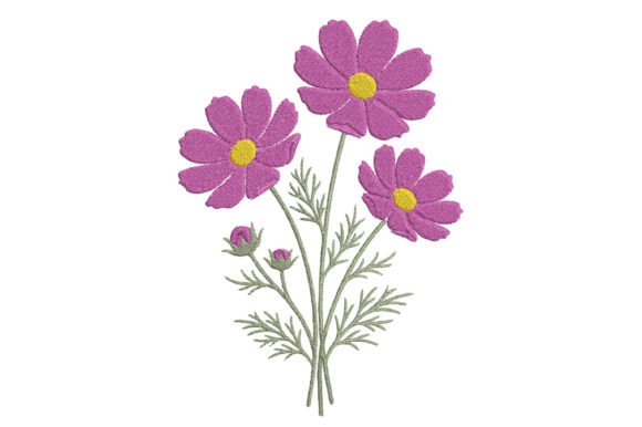 Purple Cosmos Flowers Embroidery Design Review