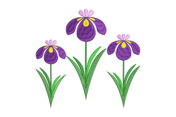 Purple Iris Flower: Elegant Embroidery for Gifts