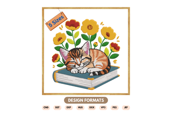 Sleeping Cat on Book Embroidery Design Review