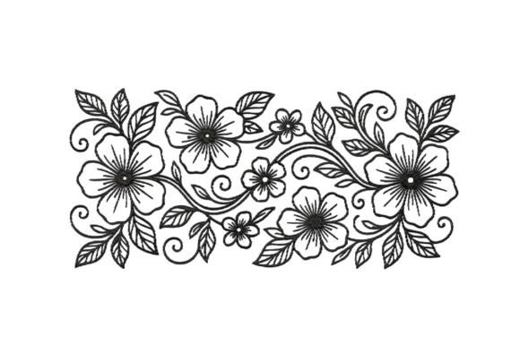 Vintage Floral Embroidery Design for Apparel